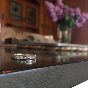 Diamond channel 14k white gold band